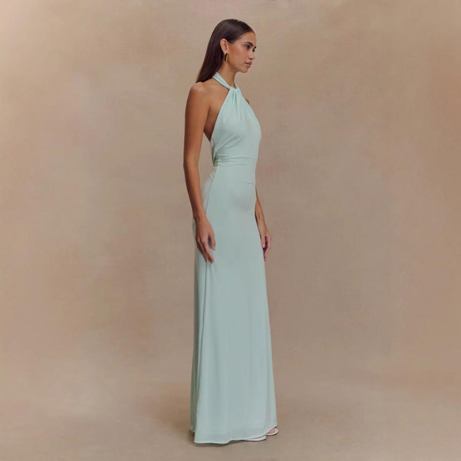 Abito Bodycon Scollo all'americana Sexy Schiena Scoperta Slim Fit Vita Snellente Maxi Abiti Festa Club Donna
