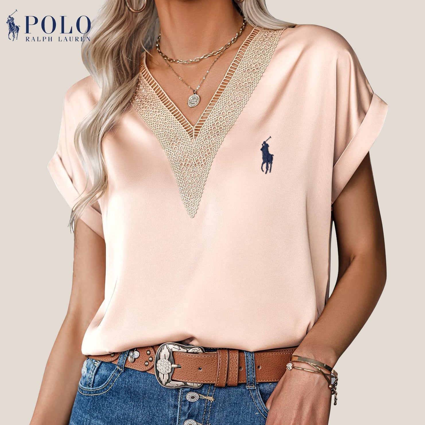 Camicetta con pizzo e scollo a V