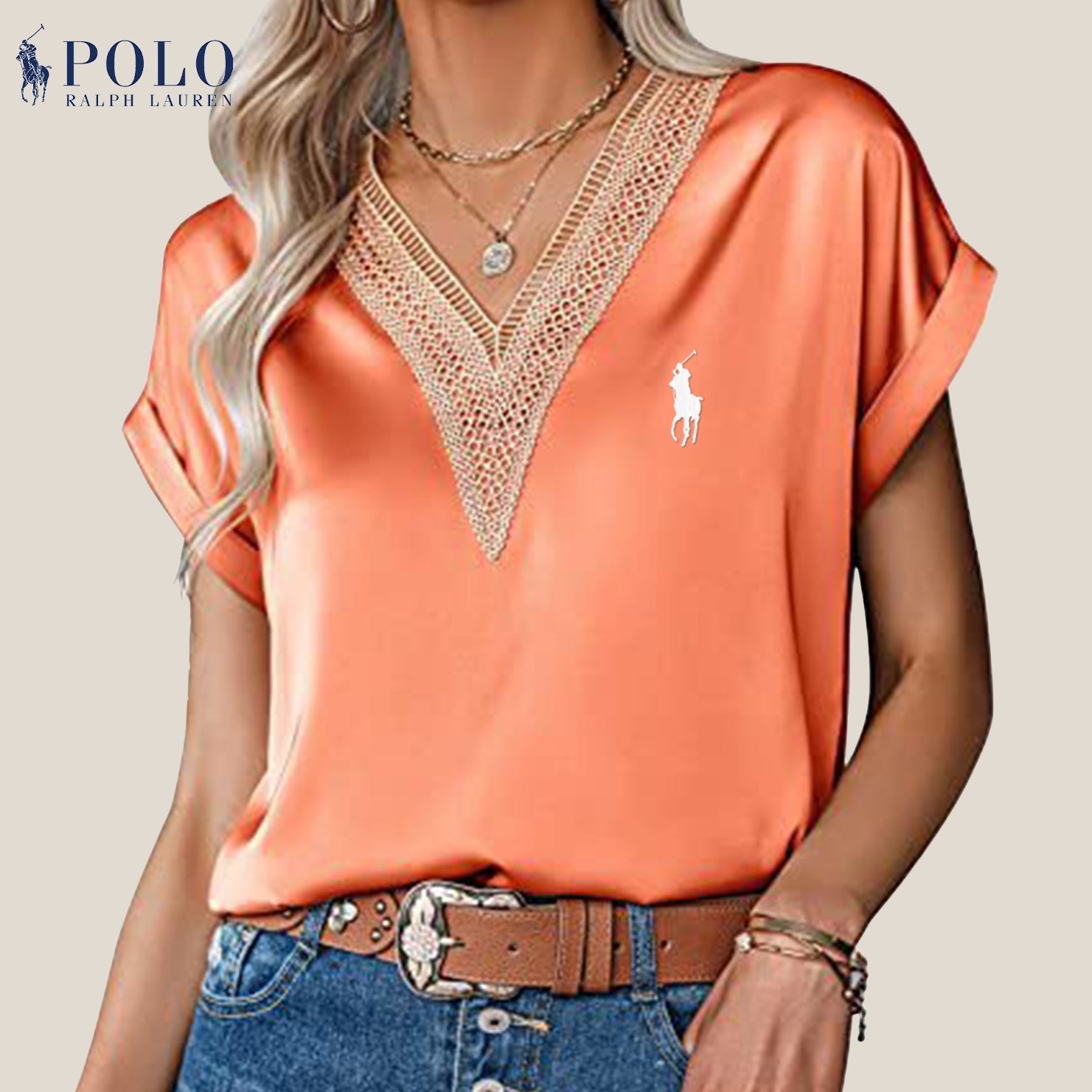 Camicetta con pizzo e scollo a V