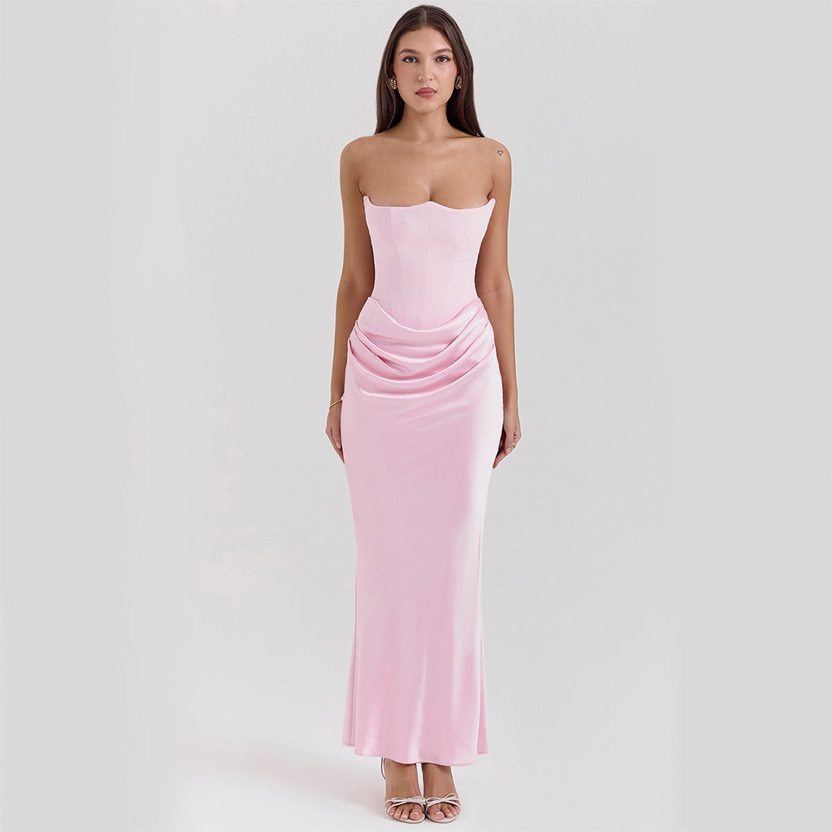 Abito Lungo Slim a Tubo da Donna – Elegante Abito da Sera Bandana Sexy Senza Schienale, Abito Bodycon Smanicato Elegante