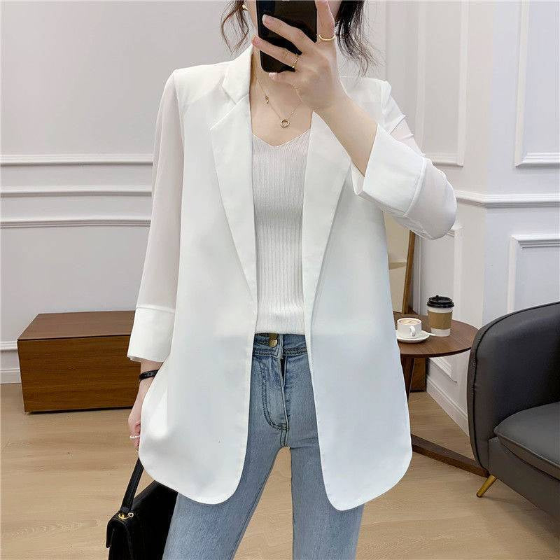 Blazer da donna Giacca Suit Cappotto monopetto colletto alla coreana Tops Slim Outerwear Temperament Office Jacket