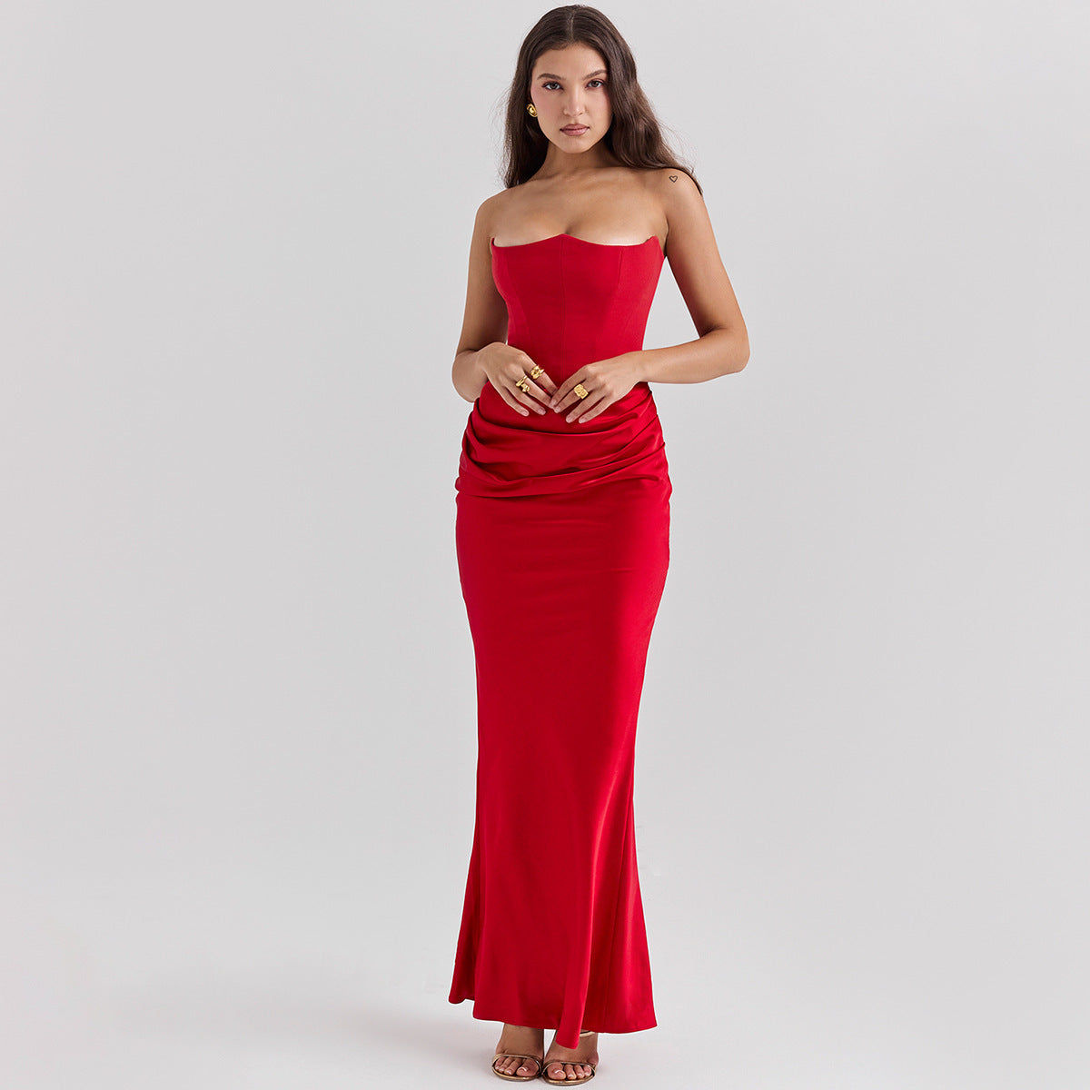 Abito Lungo Slim a Tubo da Donna – Elegante Abito da Sera Bandana Sexy Senza Schienale, Abito Bodycon Smanicato Elegante