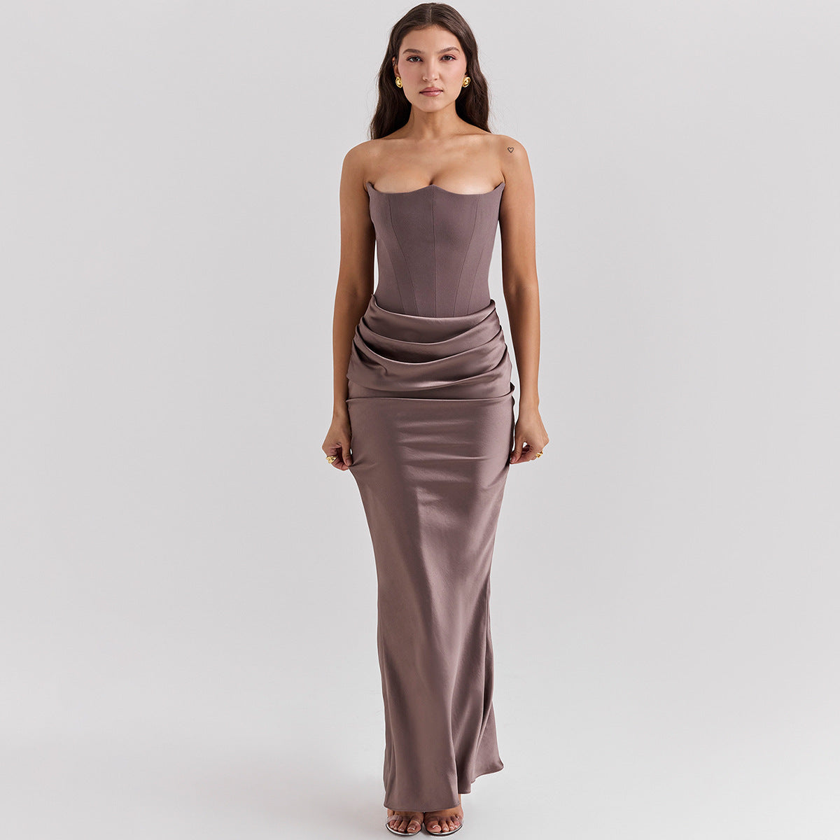 Abito Lungo Slim a Tubo da Donna – Elegante Abito da Sera Bandana Sexy Senza Schienale, Abito Bodycon Smanicato Elegante