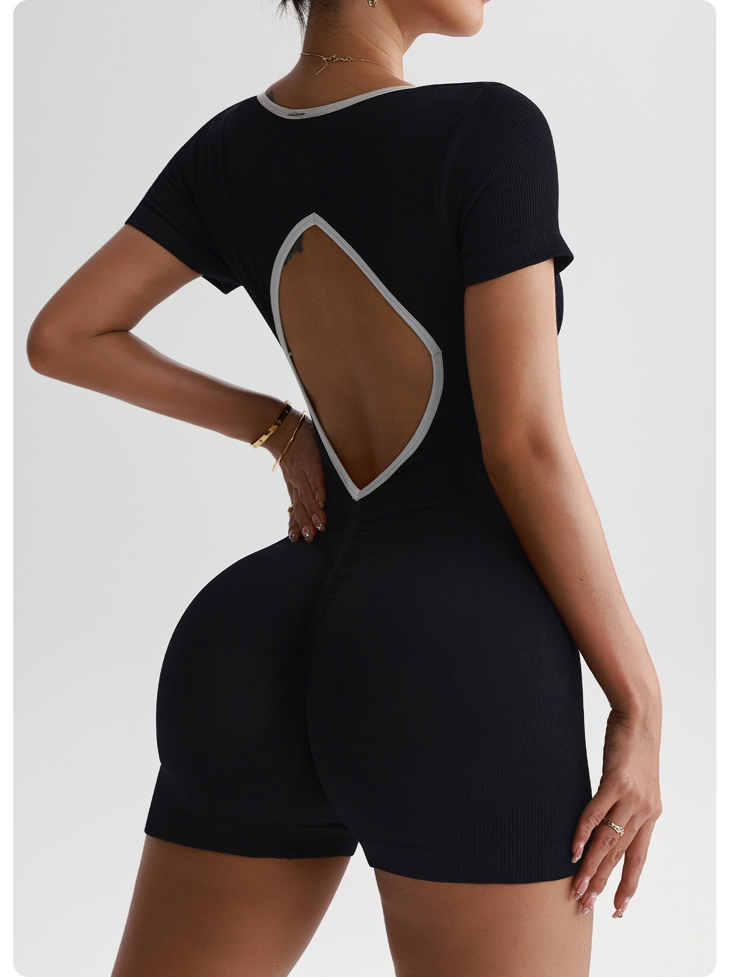 Tuta da Yoga Senza Cuciture da Donna – Body da Ballo con Sollevamento Fianchi Schiena Scoperta | Completo Pezzo Unico Elasticizzato in Spandex e Nylon