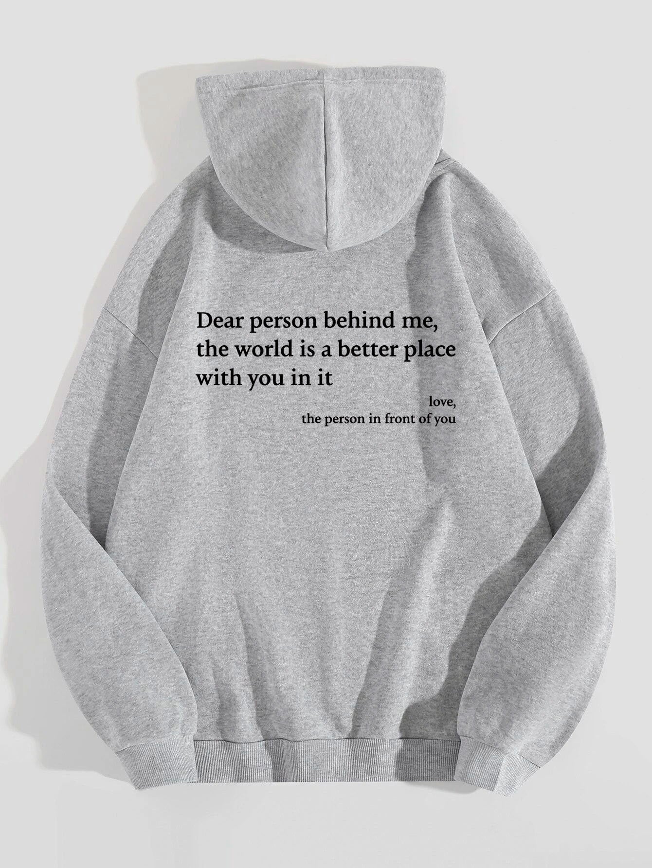 Felpa con cappuccio in peluche da donna – Felpa con tasca a canguro "Dear Person Behind Me"