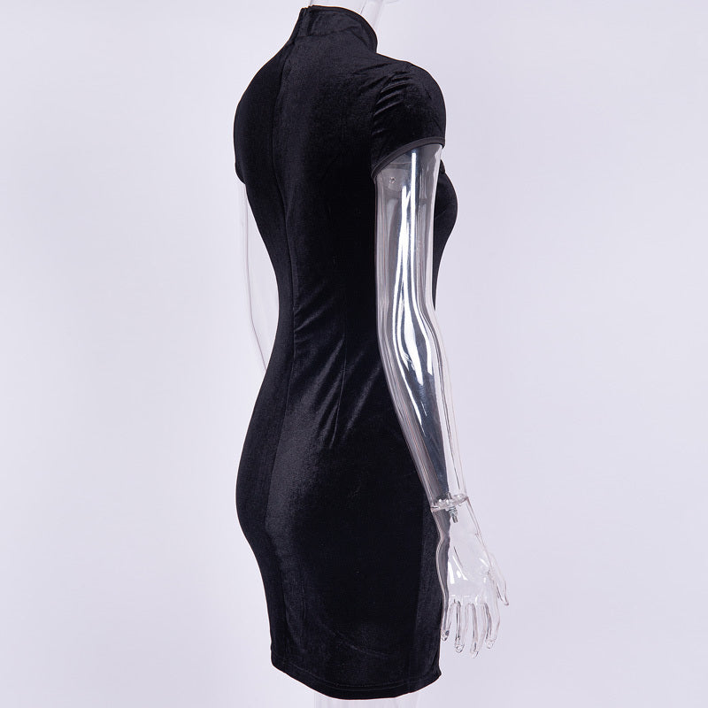 Abito Cheongsam Rétro Donna Nero Hips Sacca