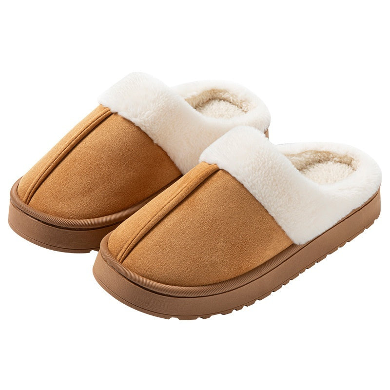 Ciabatte in Cotone Peluche con Piattaforma Antiscivolo da Donna – Calde Pantofole Invernali per Interni con Suola in EVA