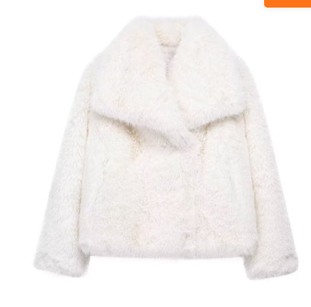 Cappotto In Peluche Invernale Moda Caldo Ispessito Giaccone Soffice da Donna con Scollo a Lapel a Maniche Lunghe