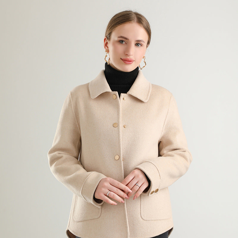 Cappotto Monocolore Girocollo da Donna per l'Autunno e l'Inverno