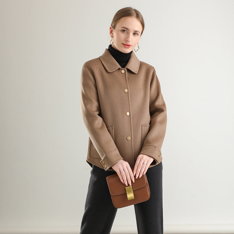 Cappotto Monocolore Girocollo da Donna per l'Autunno e l'Inverno