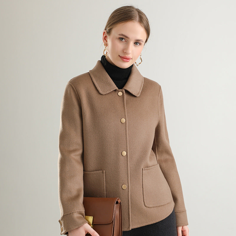 Cappotto Monocolore Girocollo da Donna per l'Autunno e l'Inverno