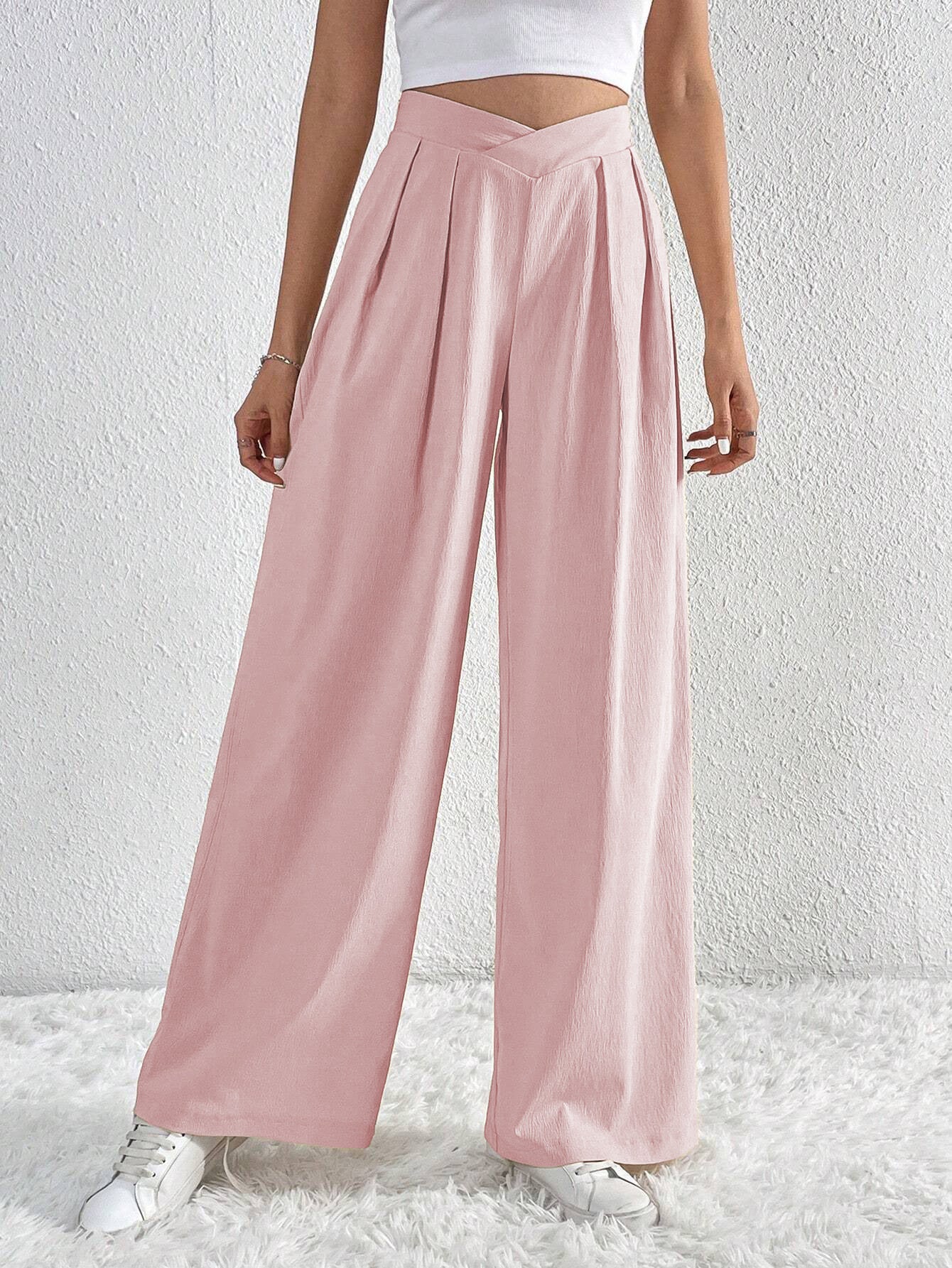 Pantaloni larghi casual da donna a vita alta tinta unita estiva Ravello Milano