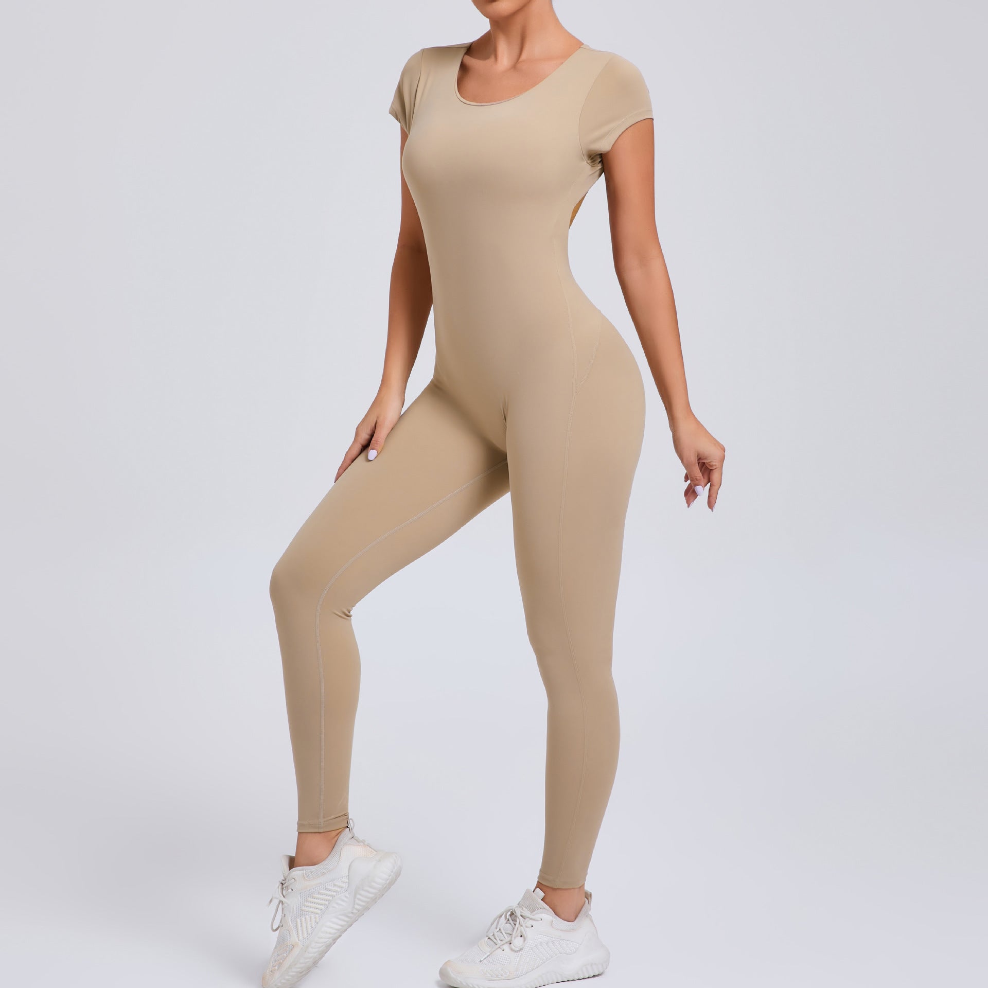 Tuta da Yoga aderente a tinta unita – Tuta sportiva elasticizzata intera da donna, body traspirante per yoga e allenamenti