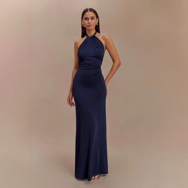 Abito Bodycon Scollo all'americana Sexy Schiena Scoperta Slim Fit Vita Snellente Maxi Abiti Festa Club Donna