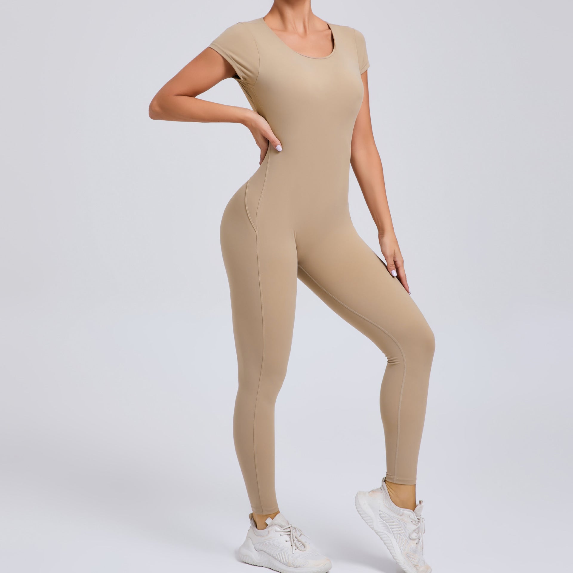 Tuta da Yoga aderente a tinta unita – Tuta sportiva elasticizzata intera da donna, body traspirante per yoga e allenamenti