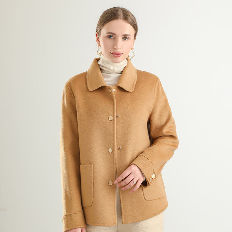 Cappotto Monocolore Girocollo da Donna per l'Autunno e l'Inverno
