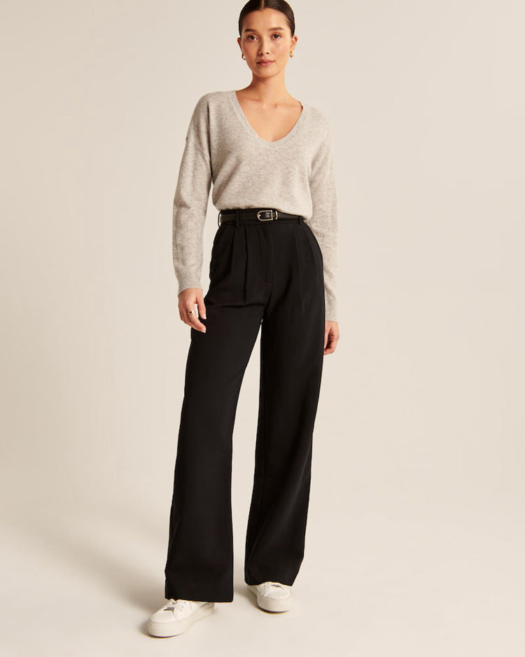Pantaloni Casual da Donna a Vita Alta Larghi