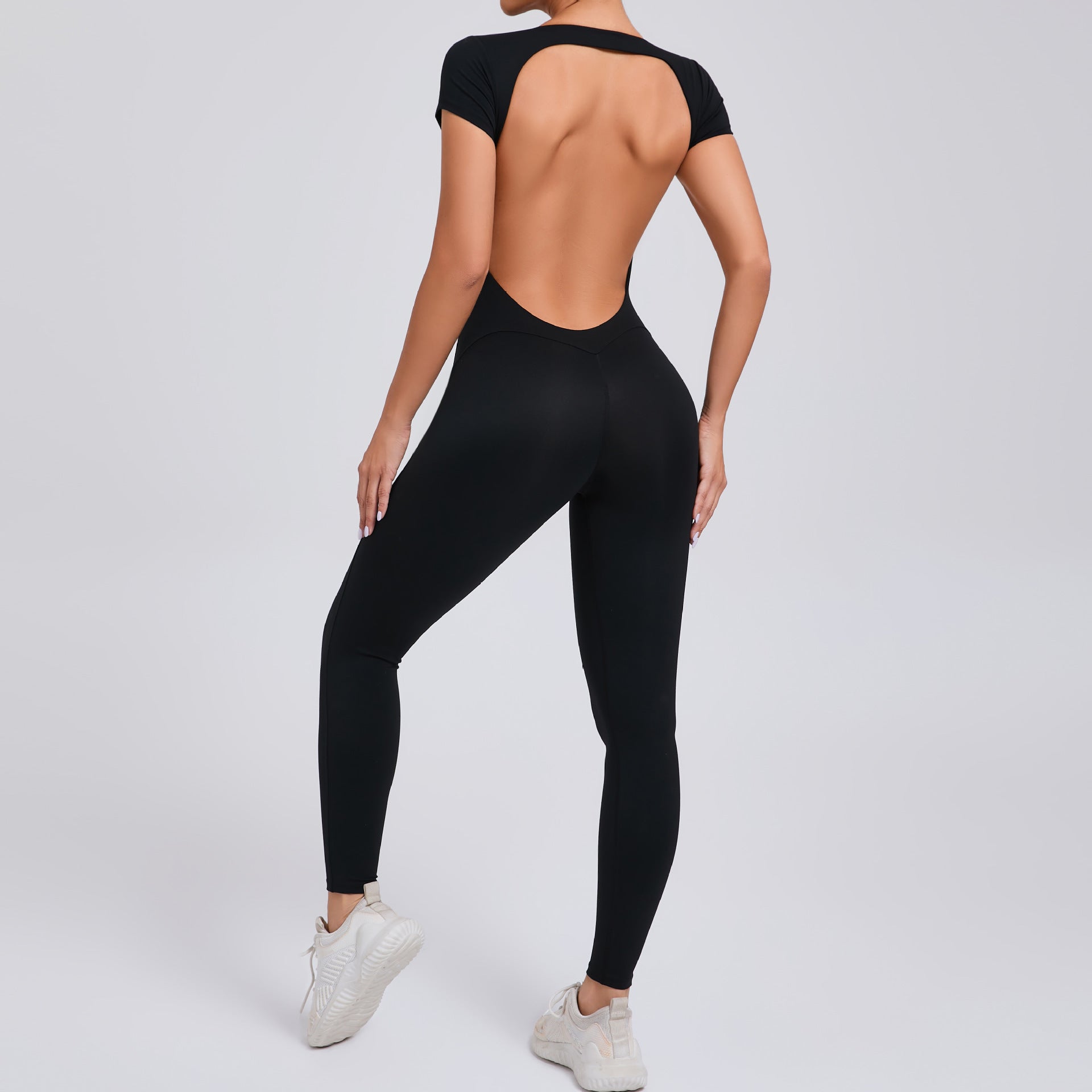 Tuta da Yoga aderente a tinta unita – Tuta sportiva elasticizzata intera da donna, body traspirante per yoga e allenamenti