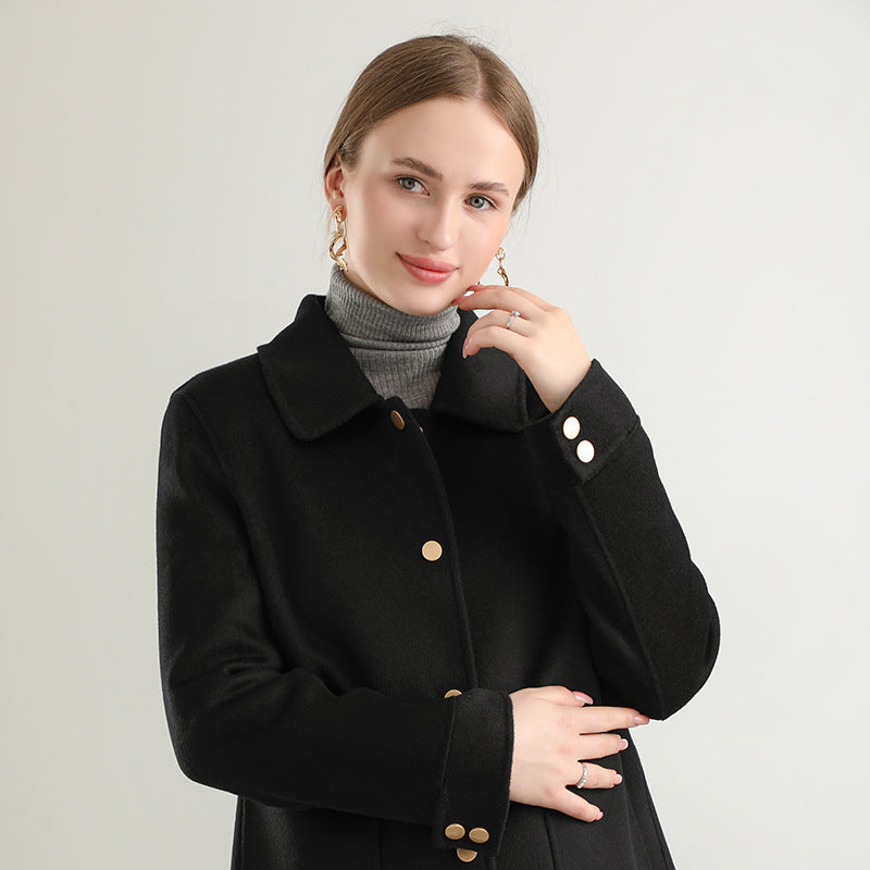 Cappotto Monocolore Girocollo da Donna per l'Autunno e l'Inverno