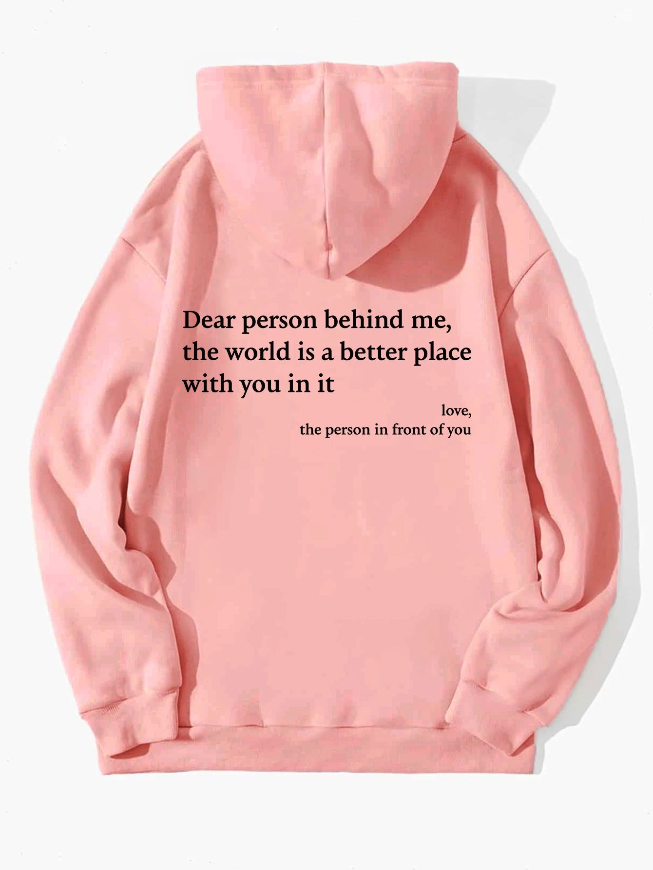 Felpa con cappuccio in peluche da donna – Felpa con tasca a canguro "Dear Person Behind Me"