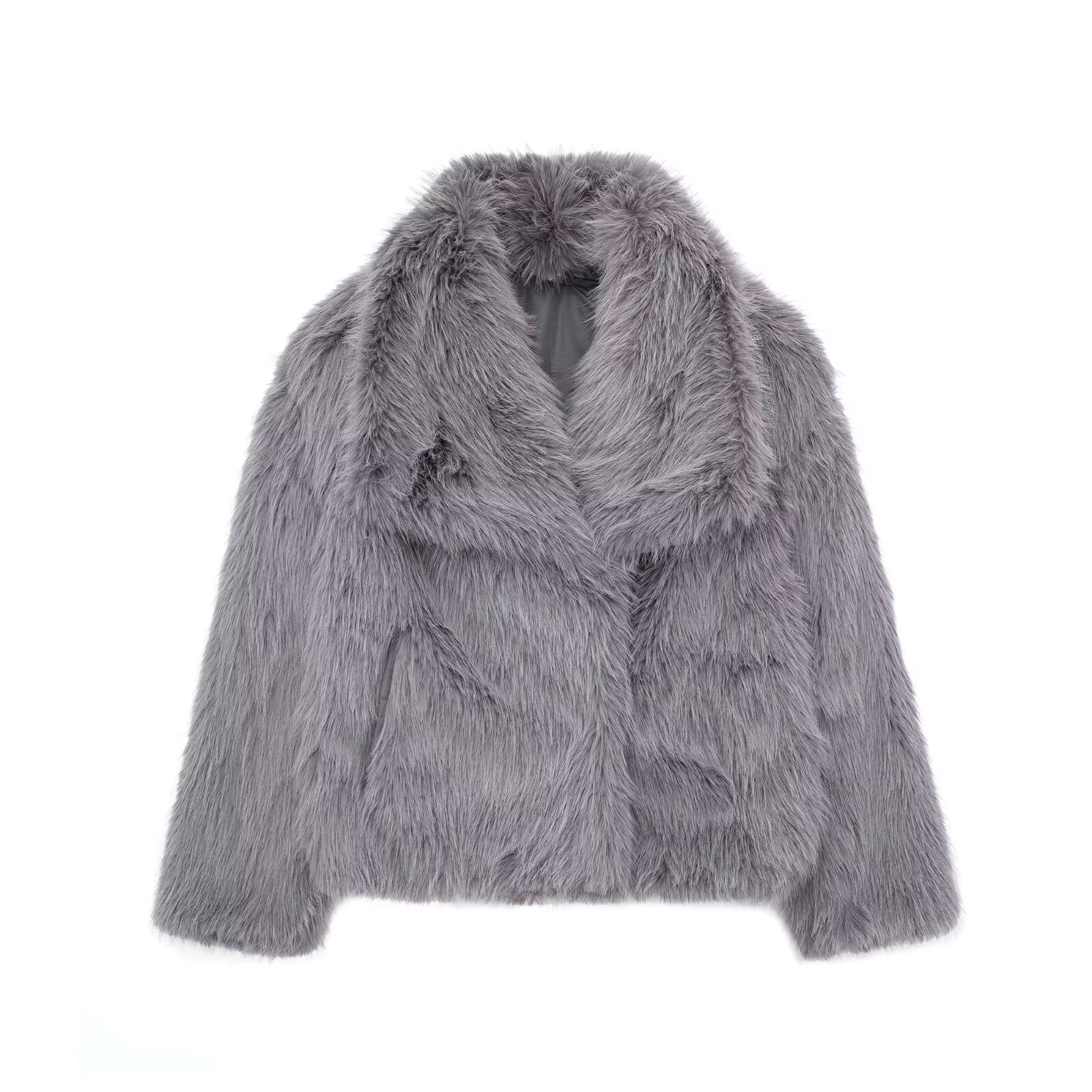 Cappotto In Peluche Invernale Moda Caldo Ispessito Giaccone Soffice da Donna con Scollo a Lapel a Maniche Lunghe