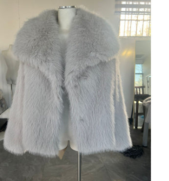Cappotto In Peluche Invernale Moda Caldo Ispessito Giaccone Soffice da Donna con Scollo a Lapel a Maniche Lunghe